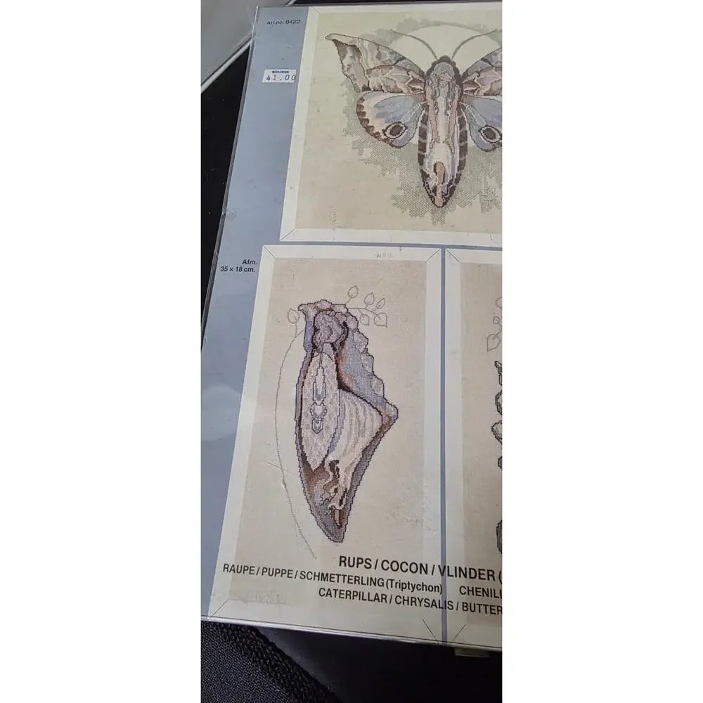 Maria van Scharrenburg Cross Stitch Kit Rups/ Cocon/ Vlinder Butterfly M009